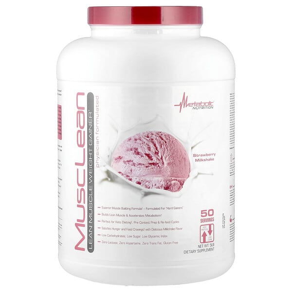 Metabolic Nutrition, MuscLean, Lean Muscle Weight Gainer, Strawberry Milkshake, 5 lb (Discontinued Item)