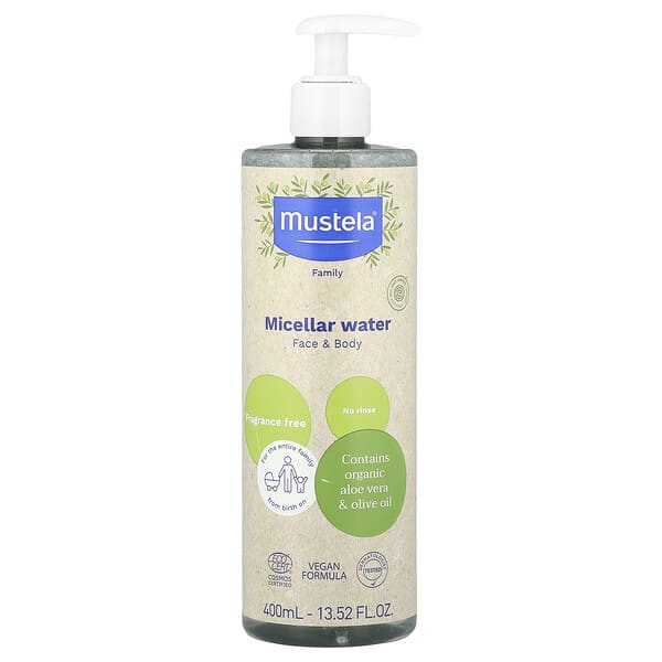 Mustela, Micellar Water, Face & Body, Fragrance Free, 13.52 fl oz (400 ml)