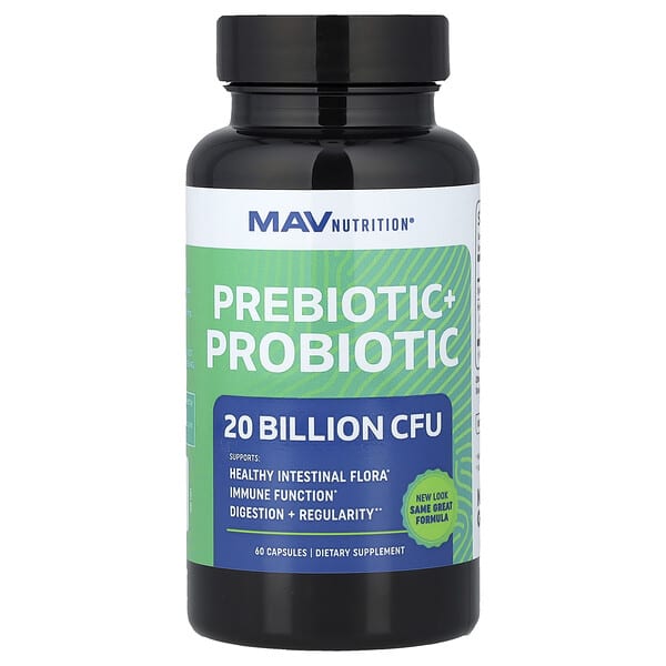 MAV Nutrition, Пребиотик + Пробиотик, 60 капсул