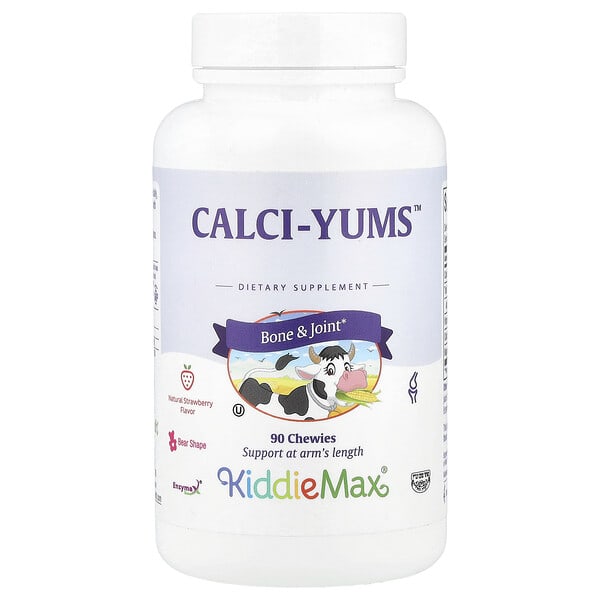 Maxi Health, KiddieMax® Calci-Yums™, байгалийн Strawberry, 90 Chewies