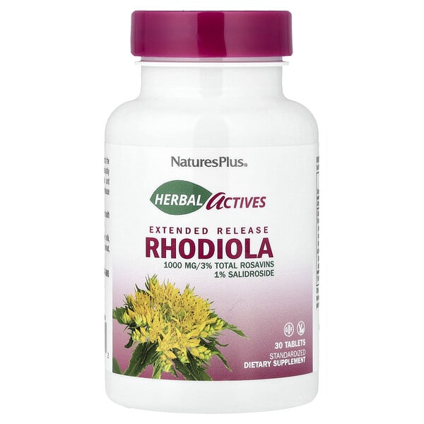 NaturesPlus, Herbal Actives, Rhodiola, Extended Release, 30 шахмал