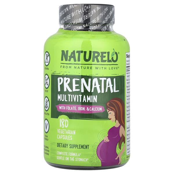 NATURELO, Prenatal Multivitamin With Folate, Төмөр & Кальци, 180 ширхэг капсул