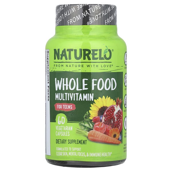 NATURELO, бүтэн Food Мультивитамин, For Teens, 60 ширхэг капсул