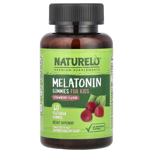 NATURELO, Мелатонин чихэр, For Kids, Strawberry, 1 мг, 60 Vegetarian чихэр