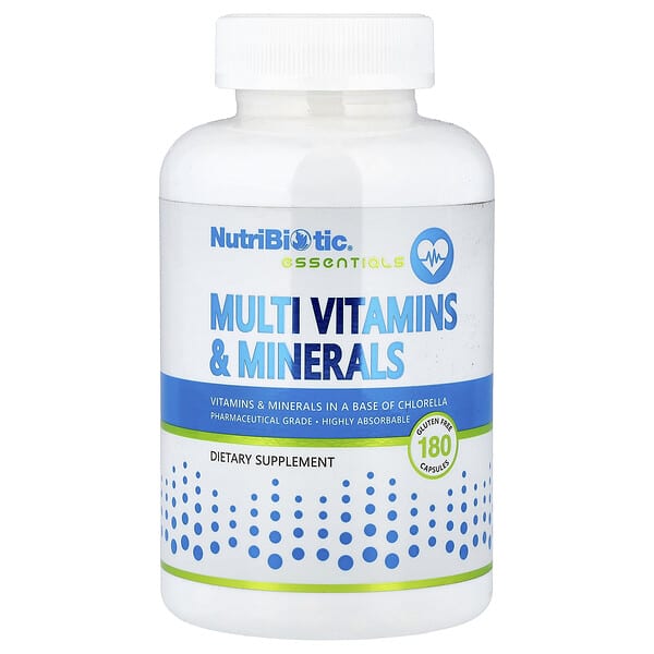 NutriBiotic, Essentials, Multi Vitamins & Minerals, 180 капсул