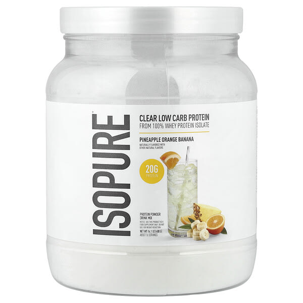 Isopure, Clear Low Carb Protein Powder, Pineapple Orange Banana, 14.1 oz (400 g)