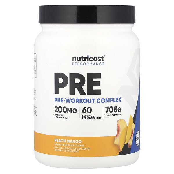 Nutricost, Performance, Pre-Workout цогц, Peach Mango, 1.6 lb (708 g)