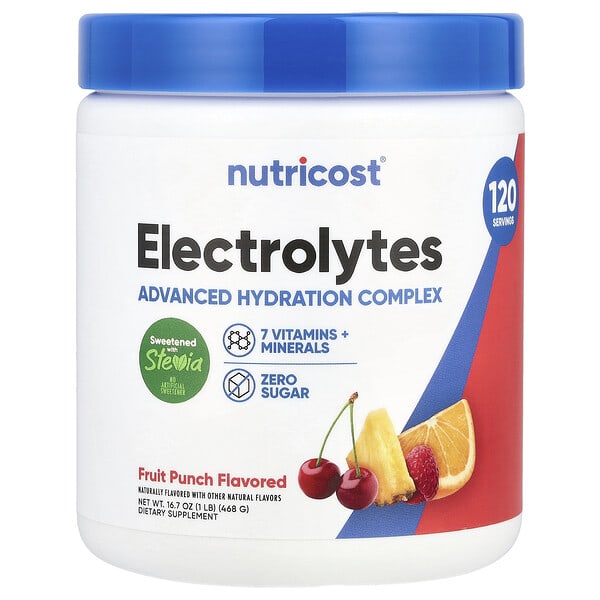 Nutricost, Electrolytes, сайжруулсан Hydration цогц, жимс Punch, 1 lb (468 g)