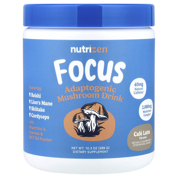 Nutricost, NutriZen™, Focus, Adaptogenic Mushroom Drink, Cafe Latte, 10.3 oz (288 g) (Discontinued Item)