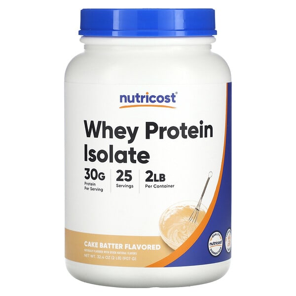 Nutricost, Whey уургийн изолят, Cake Batter, 2 lb (907 g)