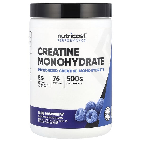 Nutricost, ​Performance, креатин моногидрат, Blue бөөрөлзгөнө, 17.9 oz (500 g)