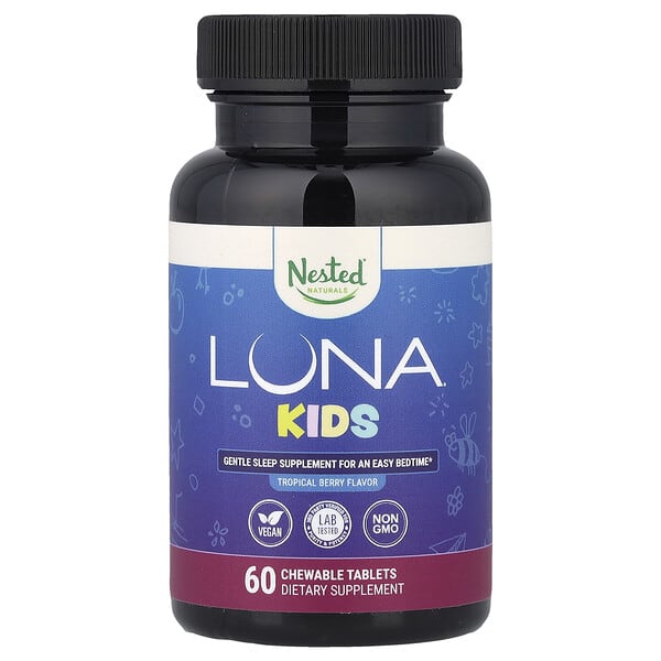 Nested Naturals, Luna® Kids, Gentle Sleep Supplement, Tropical жимс, 60 зажилдаг шахмал