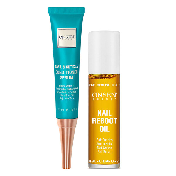 Onsen Secret, Nail & Cuticle Conditioner Serum & Nail Reboot Oil Kit, 2 Piece Kit (Discontinued Item)