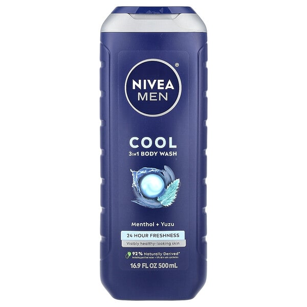 Nivea, Эрэгтэйчүүдийн, Cool 3 in 1 Body Wash, Menthol & Yuzu, 16.9 fl oz (500 ml)