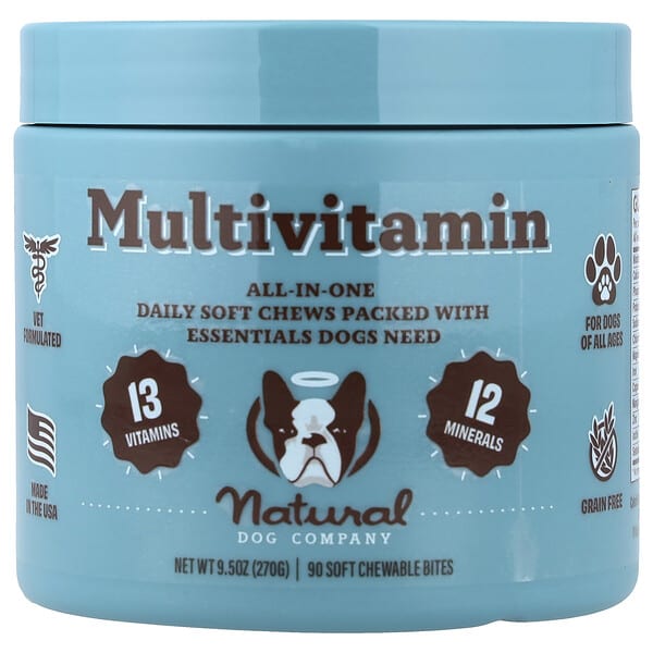 Natural Dog Company, Мультивитамин, For Dogs, All Ages, 90 Soft Chewable Bites, 9.5 oz (270 g)