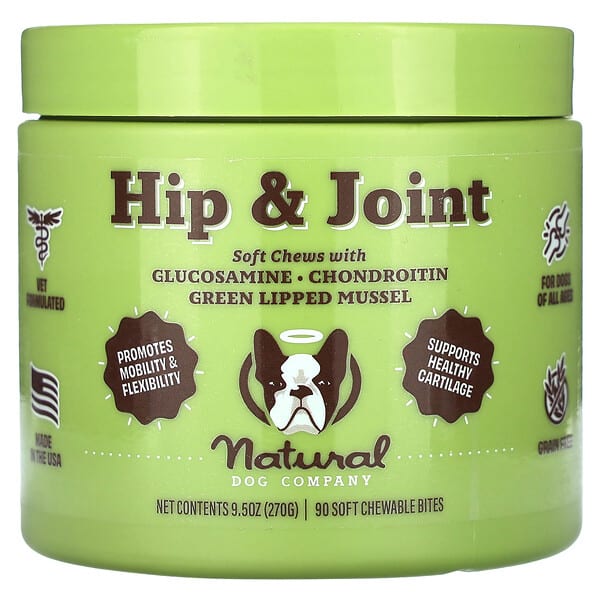 Natural Dog Company, Hip & Joint, For Dogs, All Ages, 90 Soft Chewable Bites, 9.5 oz (270 g)