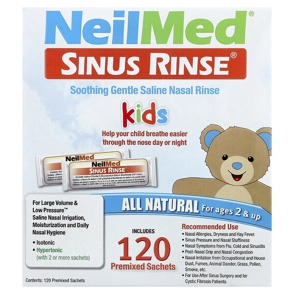 NeilMed, Хүүхдийн, Sinus Rinse®, Ages 2 & Up, 120 Premixed Sachets, 0.037 oz (1.04 g) Each