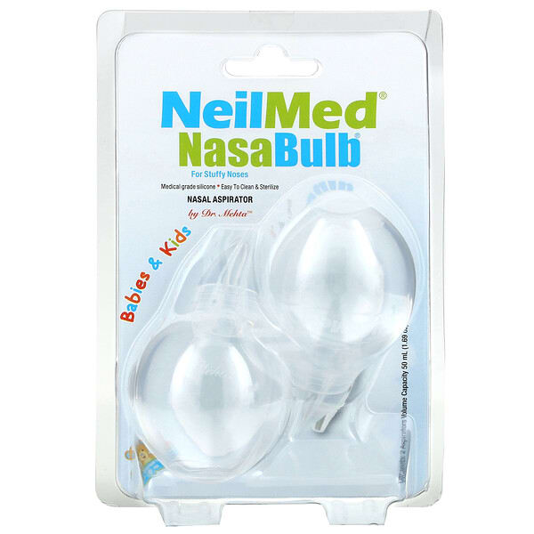 NeilMed, Babies & Kids, NasaBulb, Nasal Aspirator, 2 Aspirators, 1.69 oz (50 ml) Each (Discontinued Item)