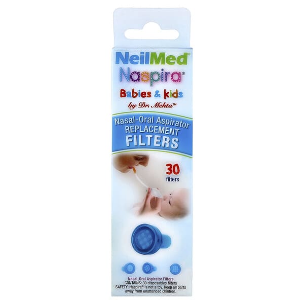 NeilMed, Babies & Kids, Naspira® Nasal-Oral Aspirator, Replacement Filters, 30 Filters (Discontinued Item)