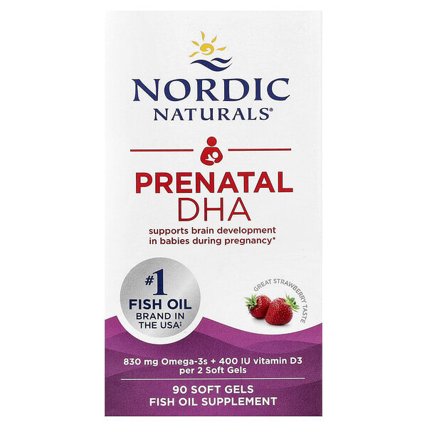 Nordic Naturals, Жирэмсний DHA, Strawberry, 90 зөөлөн капсул