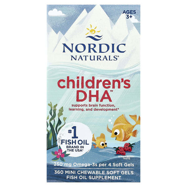 Nordic Naturals, Children's DHA™, Ages 3+ Strawberry, 360 Mini Chewable Soft Gels