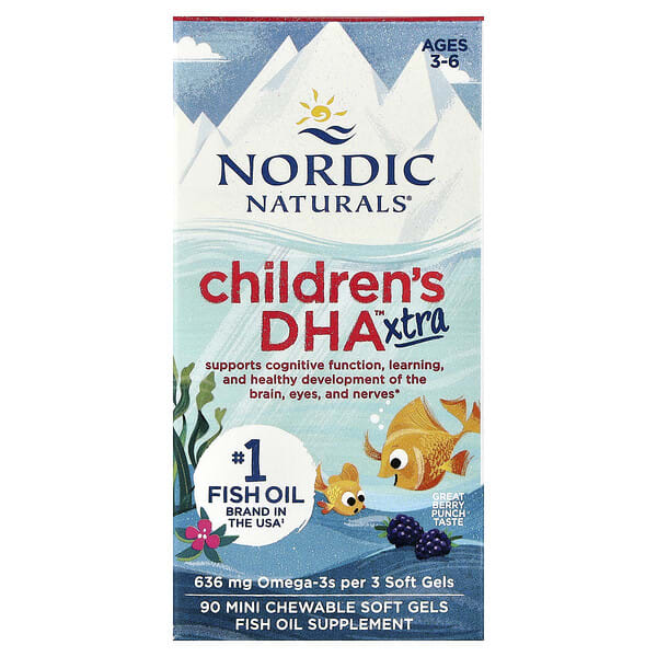 Nordic Naturals, Children's DHA™ Xtra, Ages 3-6, жимс Punch, 90 Mini Chewable Soft Gels