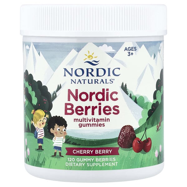 Nordic Naturals, Nordic Berries Multivitamin Gummies, Ages 3+, Cherry жимс, 120 Gummy Berries