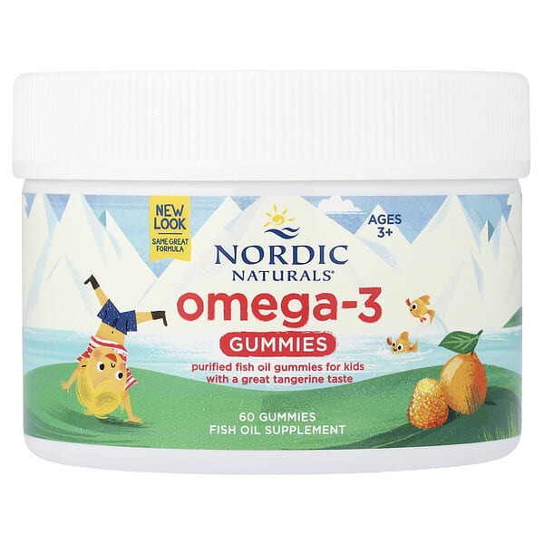 Nordic Naturals, Omega-3 Gummies, Ages 3+, Tangerine, 60 Gummies (41 mg per Gummy)
