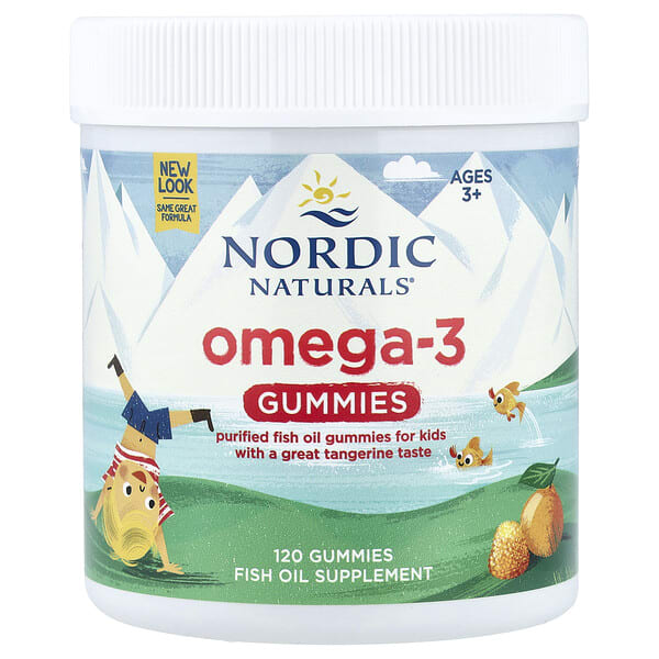 Nordic Naturals, Omega-3 Gummies, Ages 3+, Tangerine, 120 чихэр