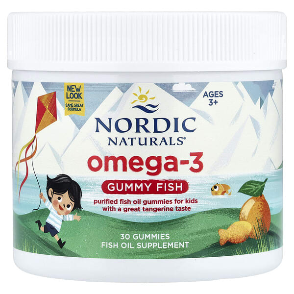 Nordic Naturals, Omega-3 Gummy Fish, Ages 3+, Tangerine, 30 Gummies (124 mg per Gummy)