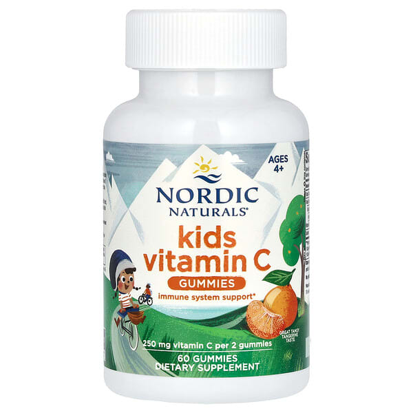 Nordic Naturals, Хүүхдийн Витамин C чихэр, Ages 4+, Tangy Tangerine, 60 Gummies (125 mg per Gummy)