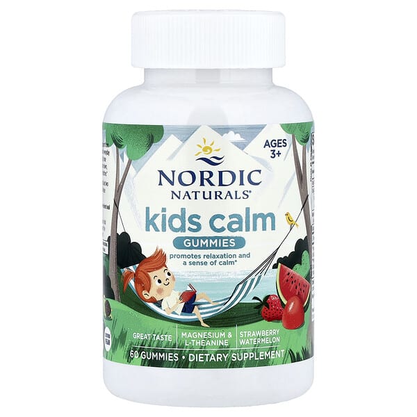 Nordic Naturals, Kids Calm Gummies, Ages 3+, Strawberry Watermelon, 60 чихэр