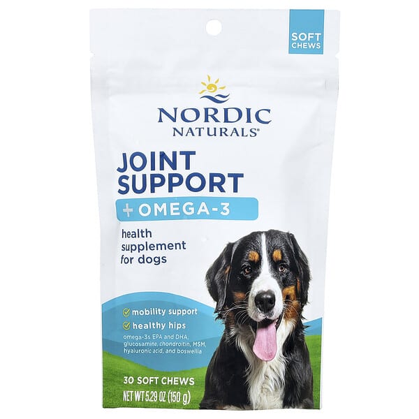 Nordic Naturals, Үе мөч дэмжлэг + Omega-3, For Dogs, Bone Broth, 30 Soft Chews, 5.29 oz (150 g)