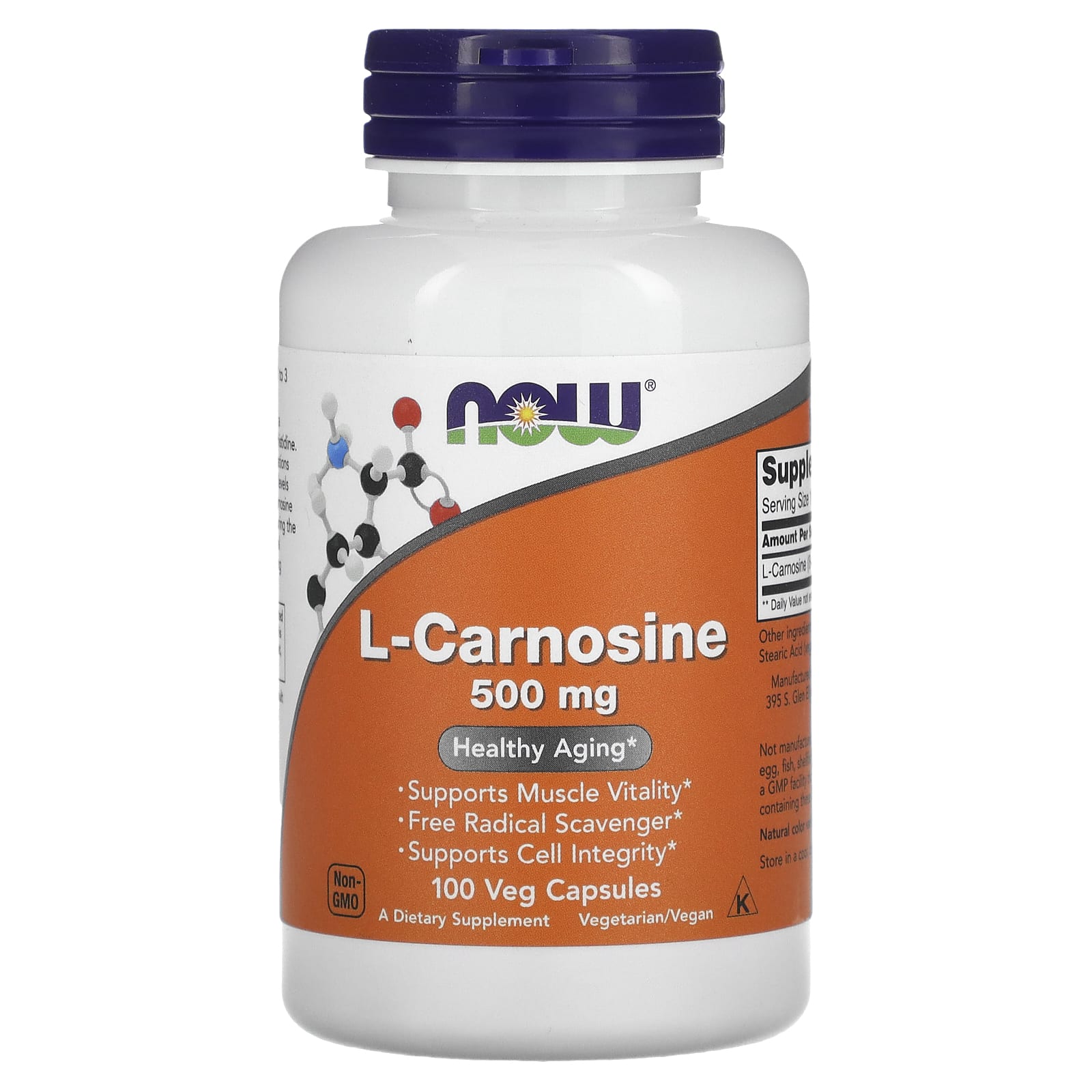 NOW Foods L-Carnosine 500 mg 100 Veg Capsules