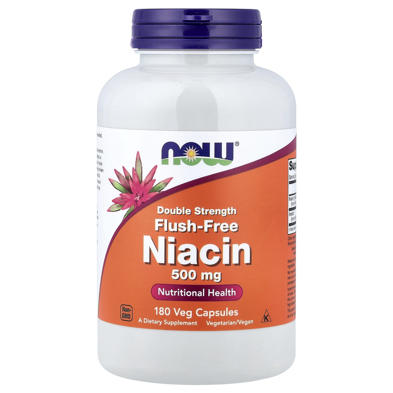 NOW Foods Flush-Free Niacin 500 mg 180 Veg Capsules