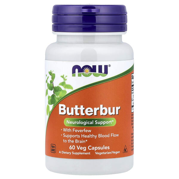 NOW Foods, Butterbur — Feverfew, 60 ширхэг капсул