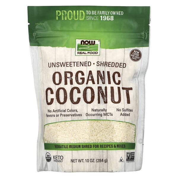 NOW Foods, Real Food, органик Coconut, Unsweetened, Shredded, 10 oz (284 g)