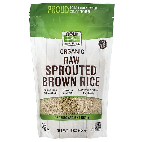NOW Foods, Real Food, органик Sprouted Brown Rice, Raw, 16 oz (454 g)