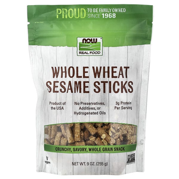 NOW Foods, Real Food, бүтэн Wheat Sesame Sticks, 9 oz (255 g)