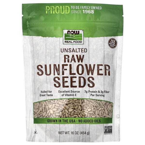 NOW Foods, Real Food, Raw Sunflower үр, Unsalted, 16 oz (454 g)