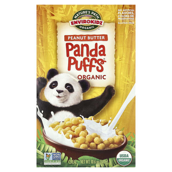 Nature's Path, EnviroKidz, Organic Panda Puffs® Cereal, Peanut Butter, 10.6 oz (300 g)