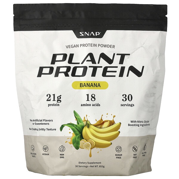 Snap Supplements, Plant Protein, веган уураг нунтаг, Banana, 853 g