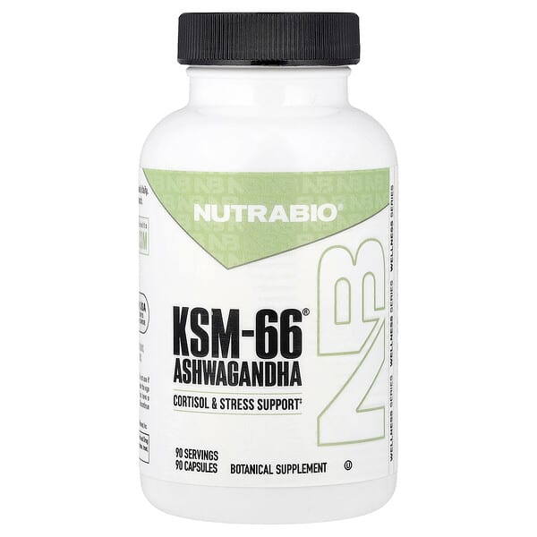 NutraBio, KSM-66®, Ашваганда, 90 капсул
