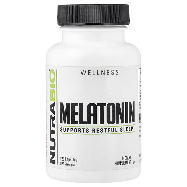 NutraBio, Мелатонин, 120 Capsules (3 mg per Capsule)