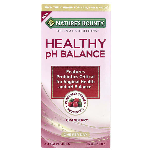 Nature's Bounty, Healthy pH Balance + Cranberry, 30 капсул