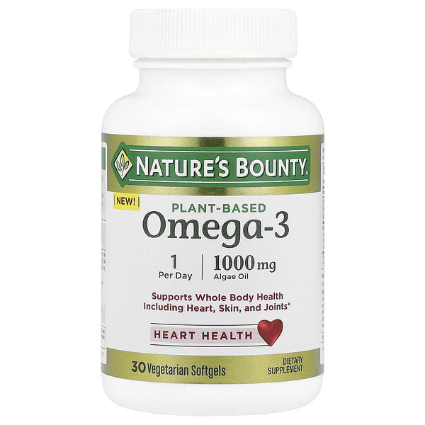 Nature's Bounty, ургамлын гаралтай Omega-3, 1, 000 мг, 30 Vegetarian Softgels