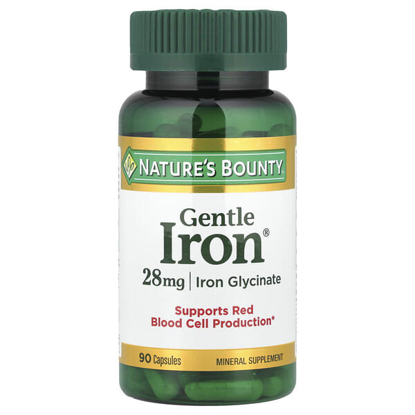 Nature's Bounty, Gentle Iron® (зөөлөн төмөр), 90 капсул