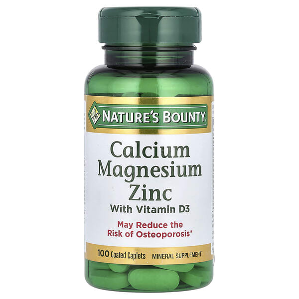 Nature's Bounty, Calcium Magnesium Zinc with Vitamin D3, 100 Coated шахмал