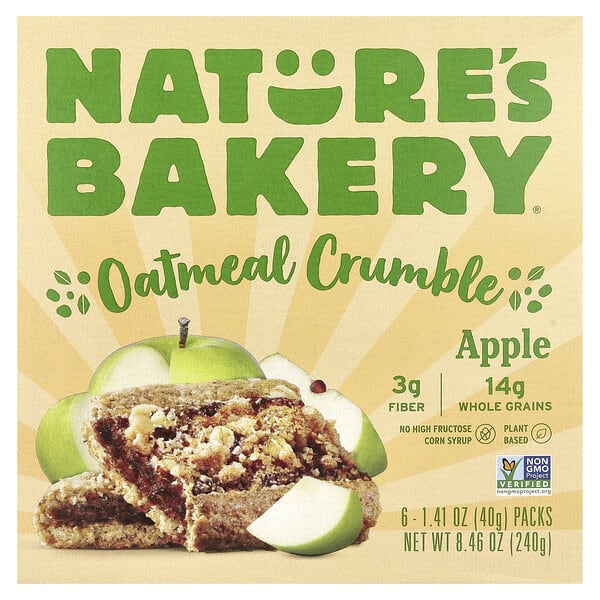 Nature's Bakery, Oatmeal Crumble, Apple, 6 Packs, 1.41 oz (40 g) тус бүр