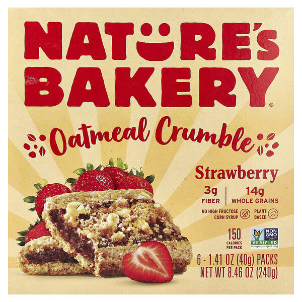 Nature's Bakery, Oatmeal Crumble, Strawberry, 6 Packs, 1.41 oz (40 g) тус бүр